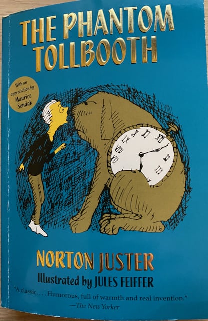 Cover shows a boy talking to a large dog. The dog has a clock attached to his body.